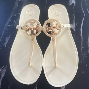 Tory Burch Mini Miller Flat Jelly Thong Sandals US Size 9 Color Ivory